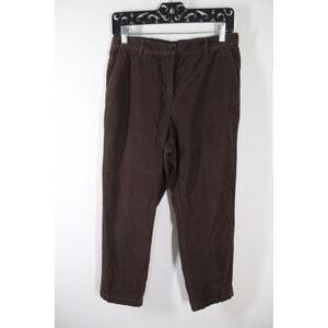 Lands' End 8P Brown Corduroy High Rise Straight Leg Pants Cotton Petite